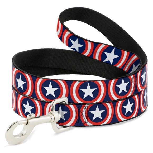 2pc Bundle Marvel Avengers Captain America 4' Dog Leash & Dog Collar NWT - Picture 3 of 4